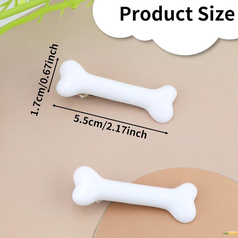 Cocide 6Pcs Bone Hair Clip White Bones Hairpins for Women Girls Hair Accessories for Halloween Cosplay Costume Party Daily Wear Hair Pins White Dog Bone Alligator Clips - Image 5